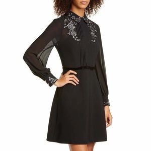 Ted Baker Embroidered Collar Long Sleeve Shirtdress